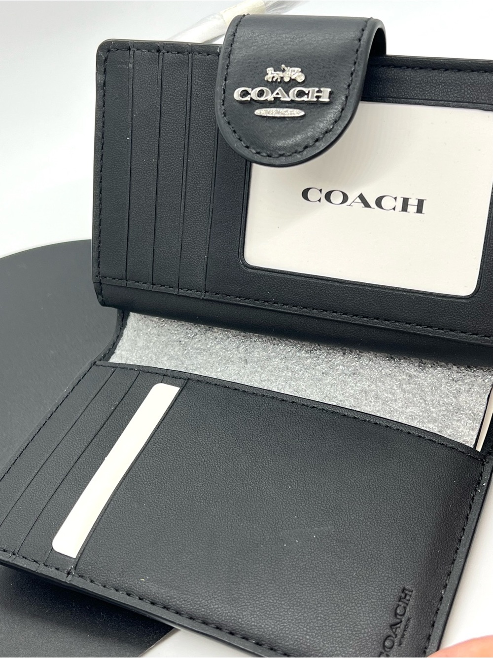 Coach Medium Corner Zip Wallet Signature Canvas Graphite Black C0082 NWT - Picture 7 of 16